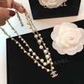 CHA Double C Pearl Double Layer Necklace 0425043011