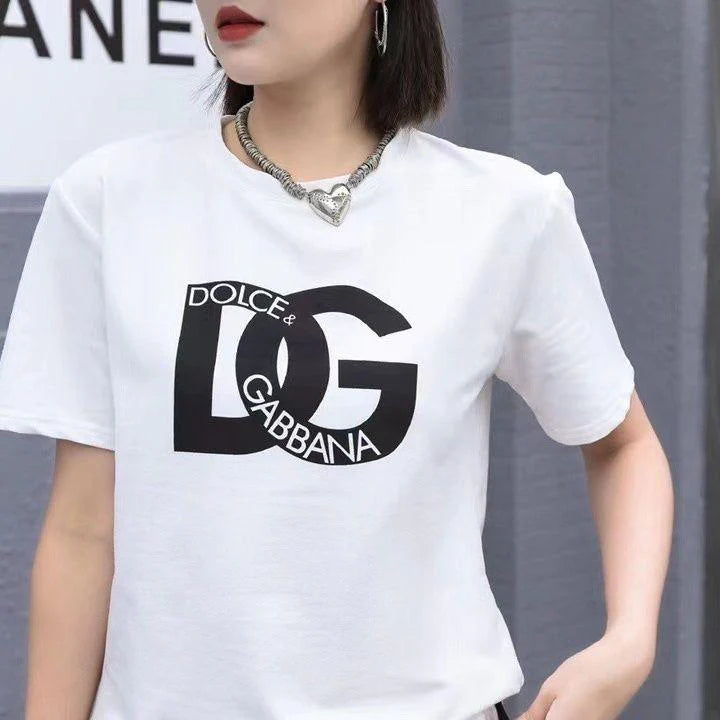New Fashion Cotton Printed Short-sleeved Casual All-match Couple Top 1024031109