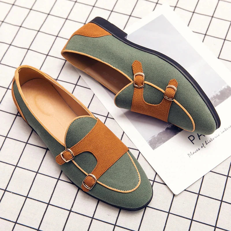 Canvas Leather Shoes Men Casual Luxury Loafers Shoes