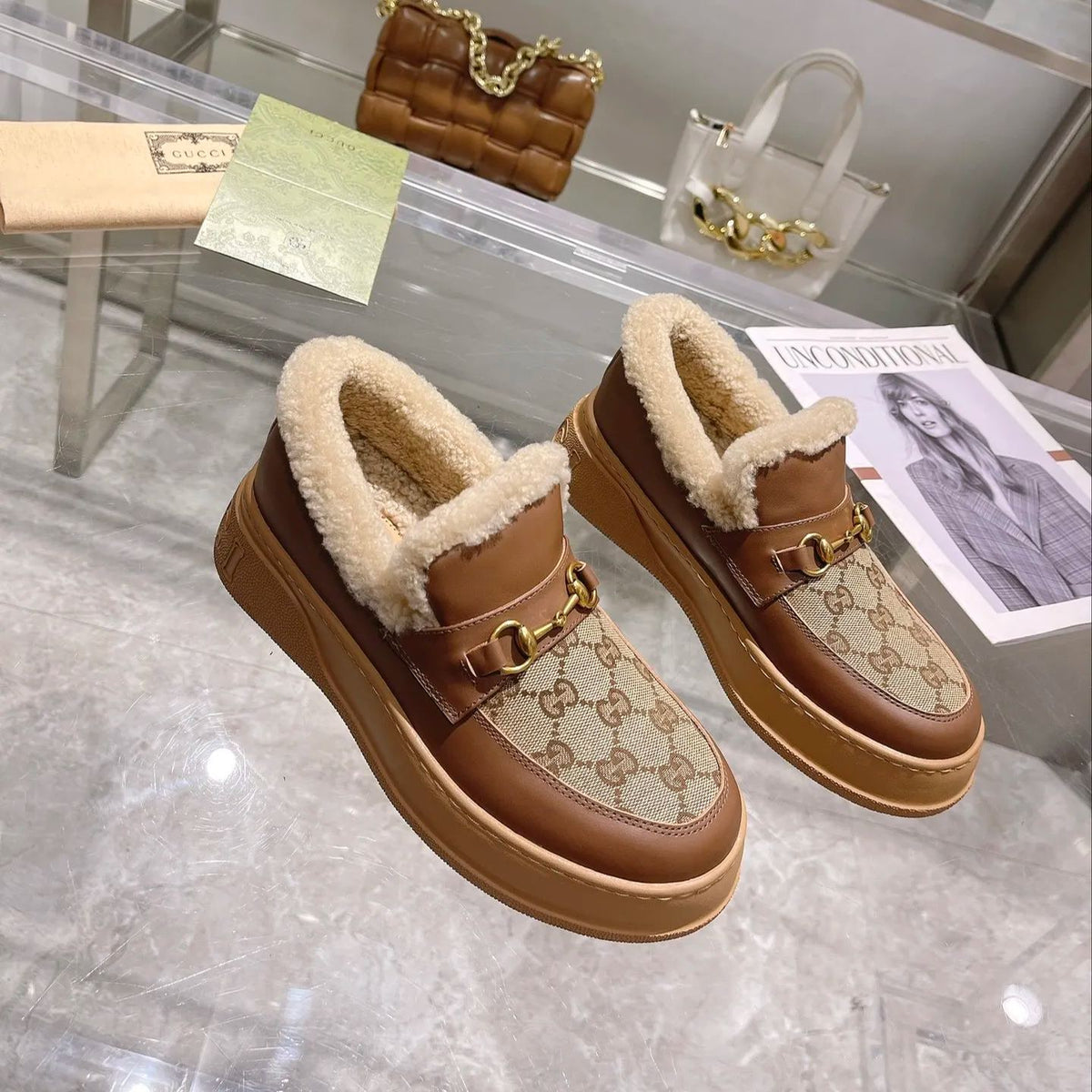 New G Paris Fashion Week sheepskin one-piece shallow snow boots XC0423101302
