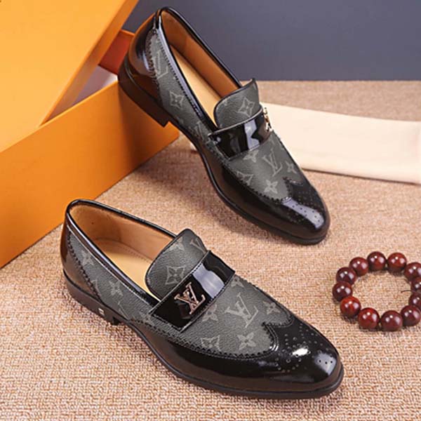 Black Luxury Letter Patent Leather Up Dress Shoes