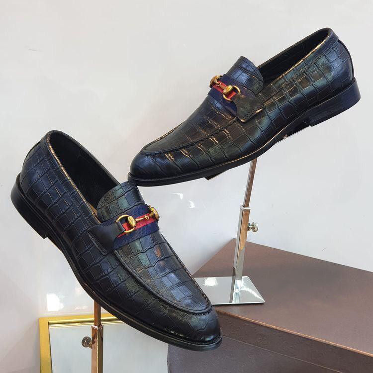 Black Crocodile Buckle Slip On Loafer G12