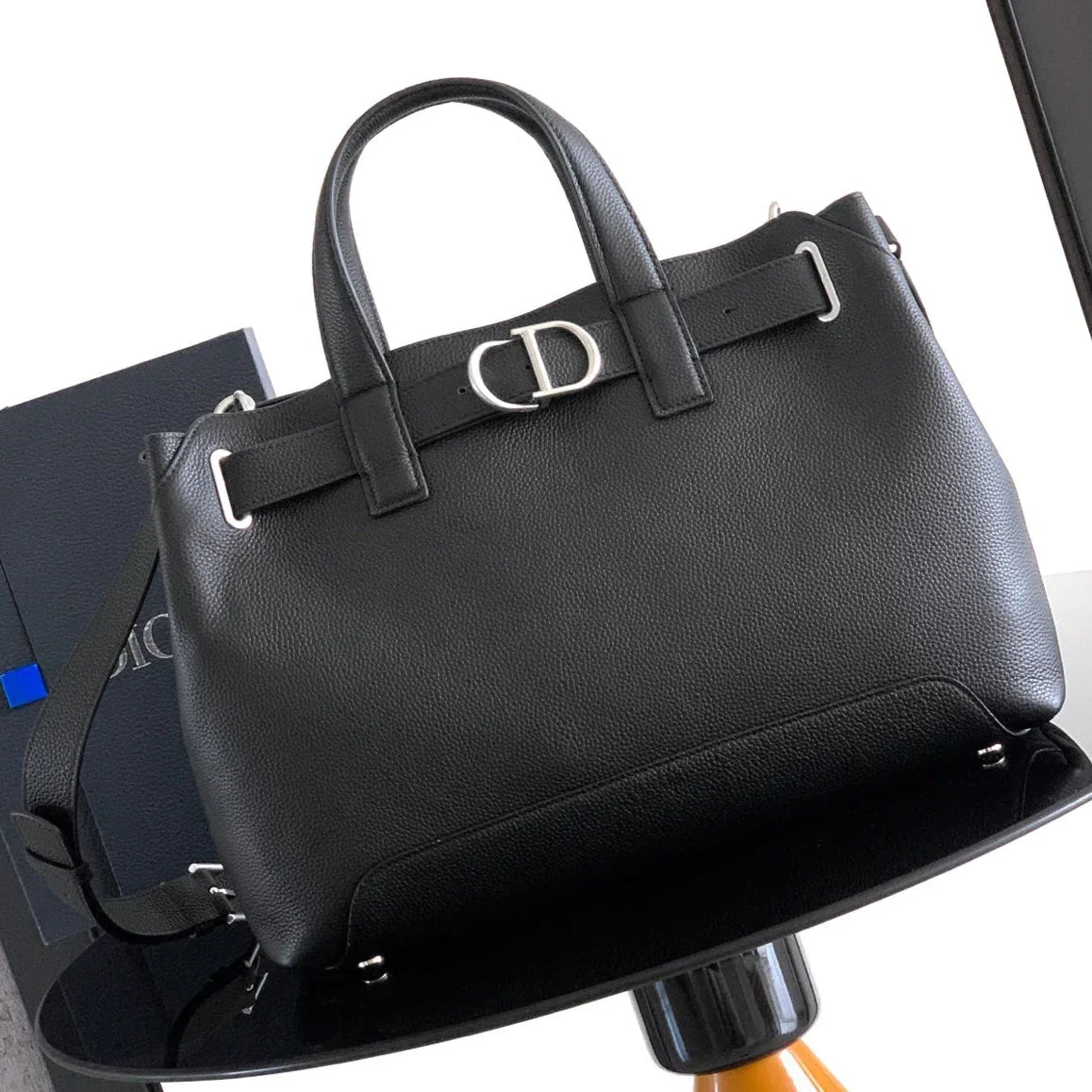 CD 2026 Normandie Handbag 38cm Black Grained Calfskin 355400