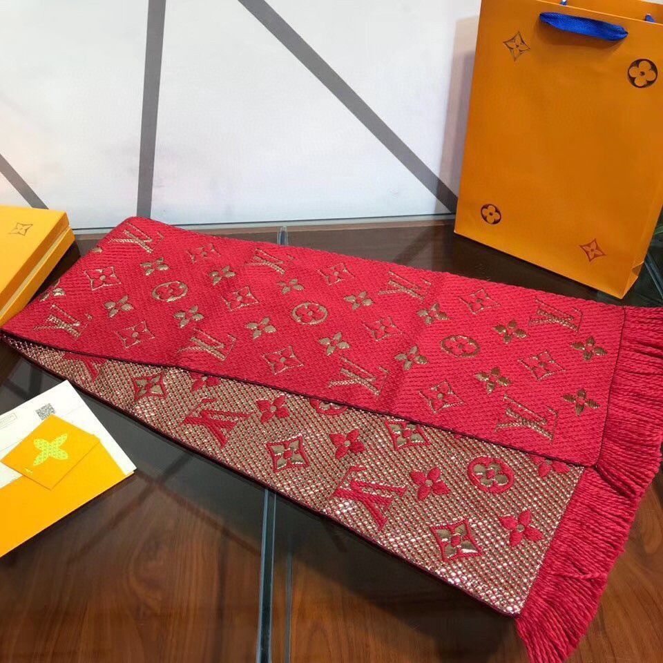 Wool silk scarf thickened warm shawl high-end packaging dual-purpose gold silk