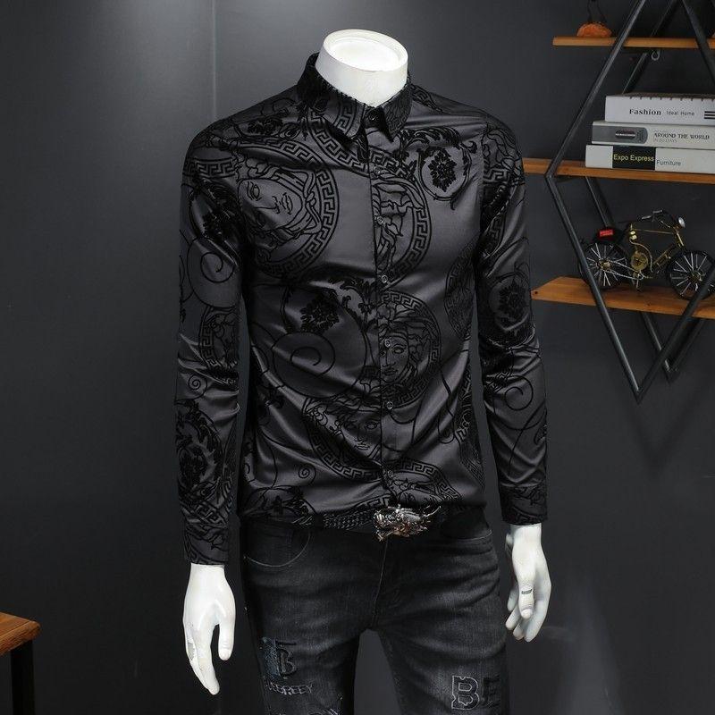 New men's shirt flocked long sleeved shirt 1024022810