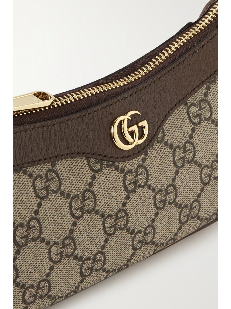 G Ophidia mini textured leather-trimmed printed coated-canvas shoulder bag 0424061410
