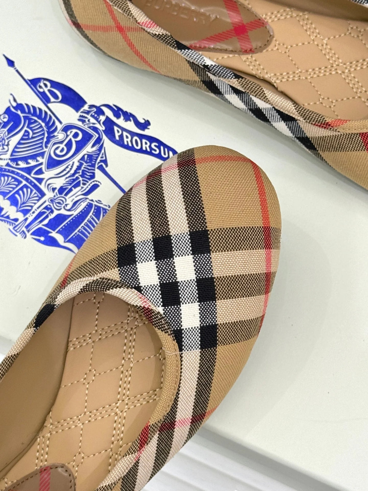 BB Robin Ballet Flats Beige Check Canvas 956168