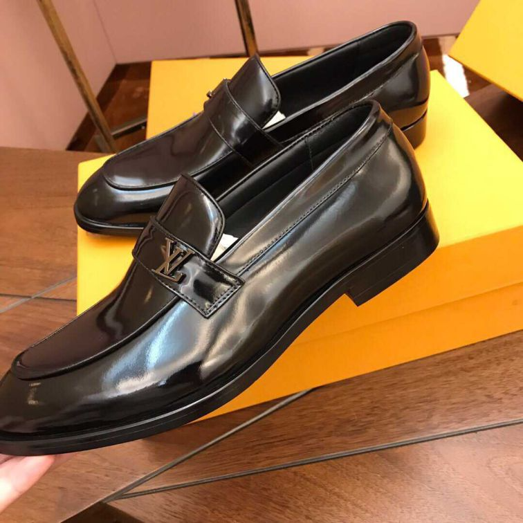 Black business men's leather shoes