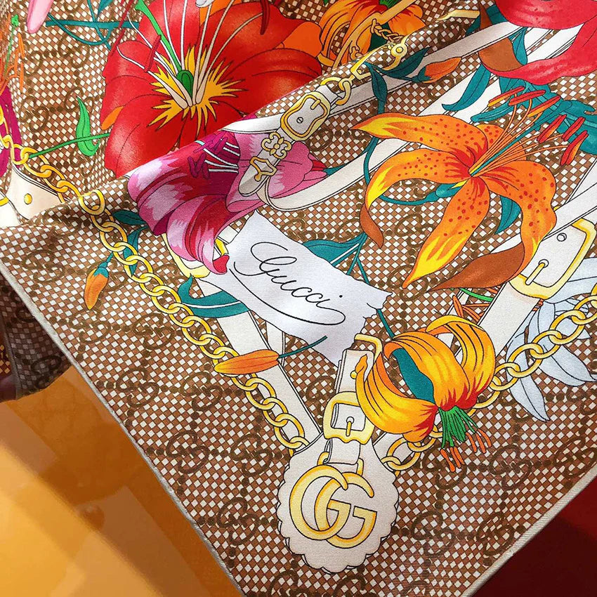 High-end fashionable and versatile floral silk square scarf 1024052915