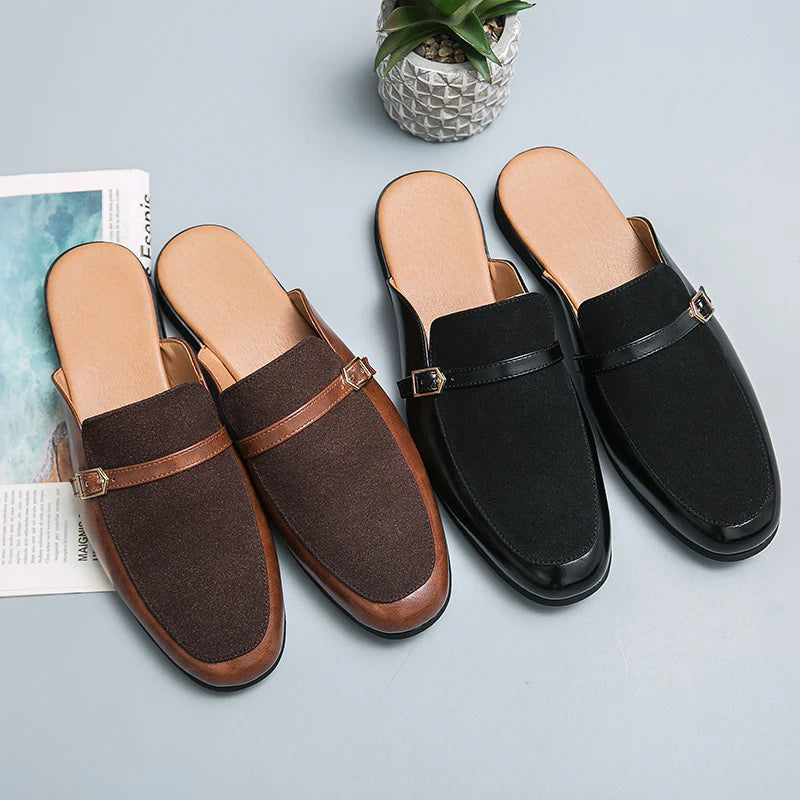 Men's British style business semi-hanging small leather shoes breathable slippers