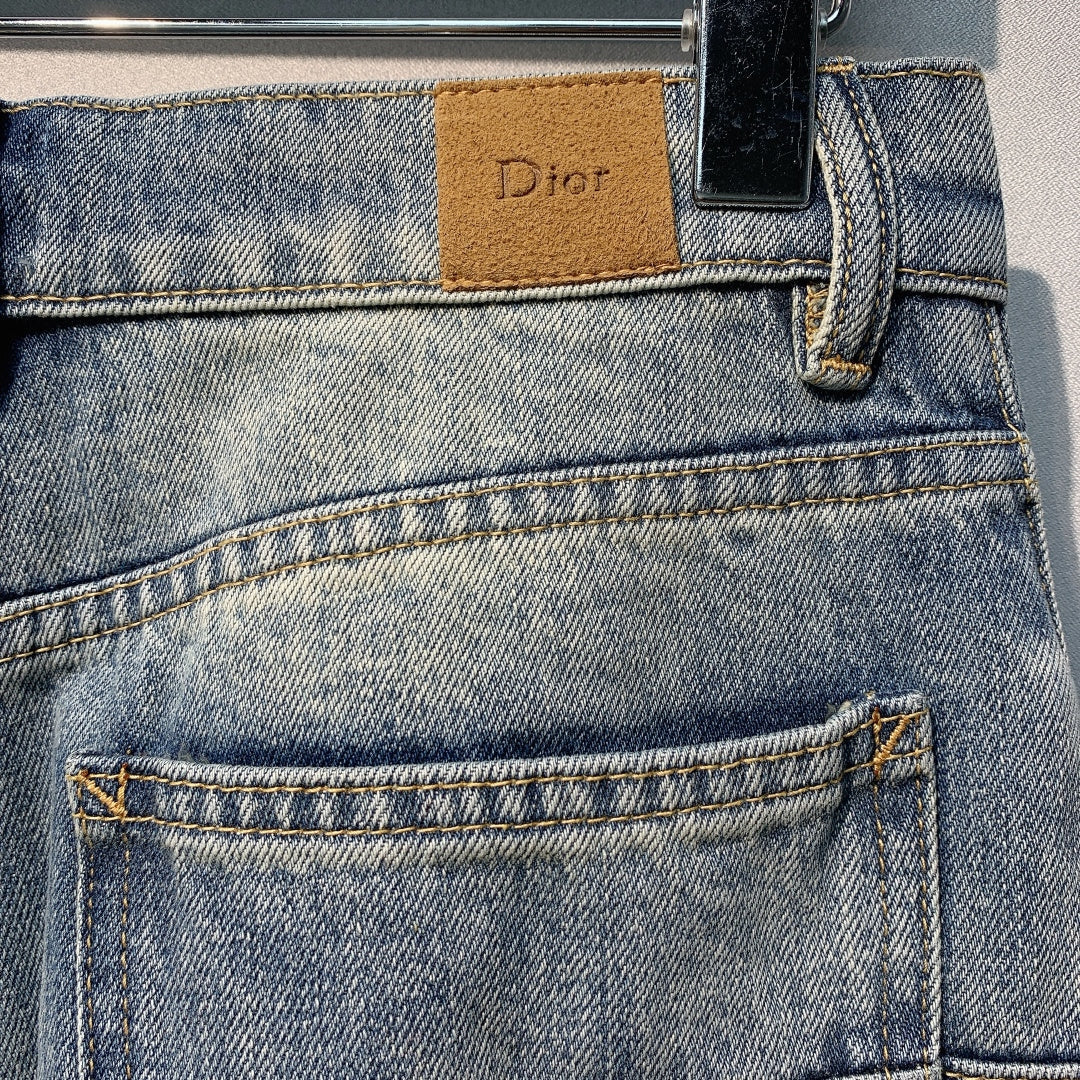 CD Four-Leaf Clover Embroidered Jeans Blue Stonewashed Cotton 350918