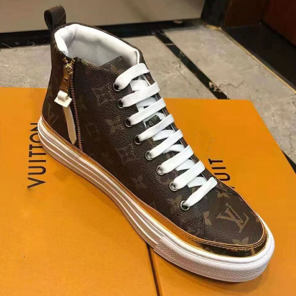 Brown High V Logo Trend Men's and Women's Casual Sneakers