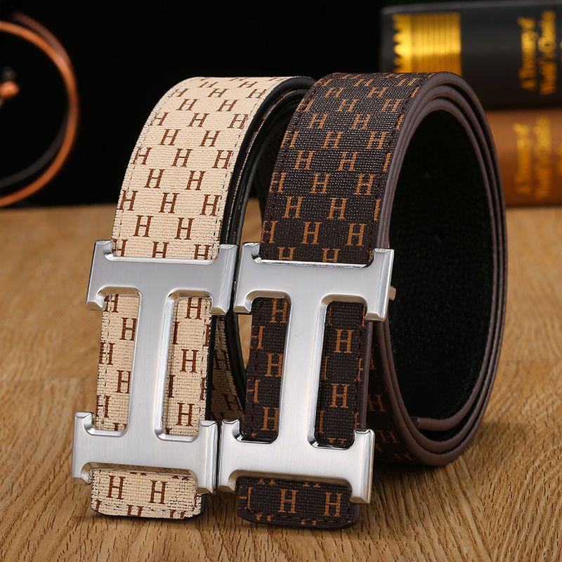 H Buckle Belt Leather Casual Versatile Belt 1024071725
