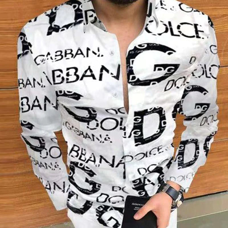 Men's fashion casual printed long sleeved shirt 1023122110