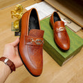 Orange G letters pattern formal dress slip on shoes