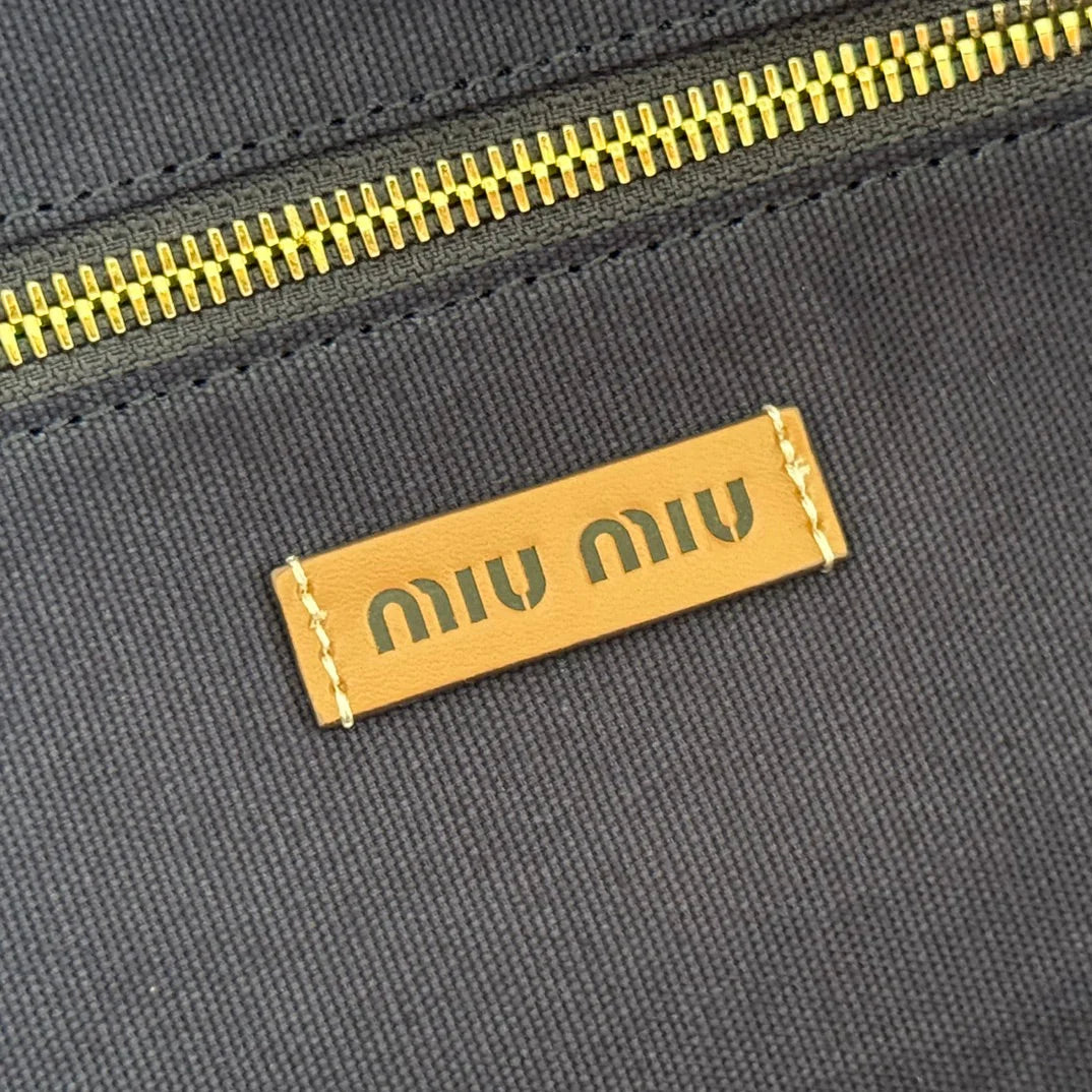Miu Tote Bag 40cm Raffia-Effect Woven 285425