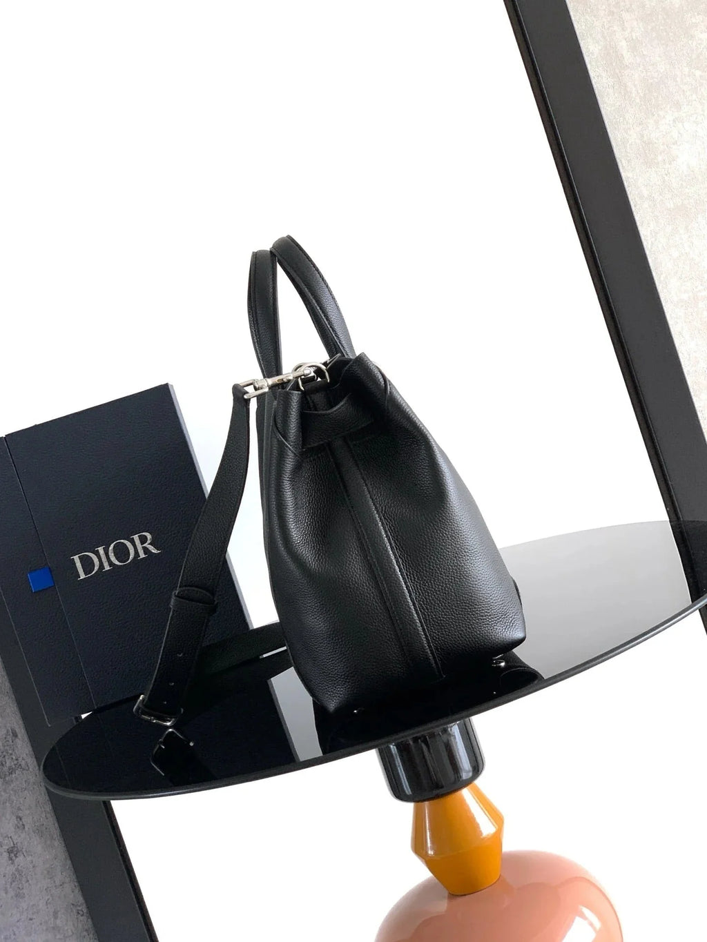 CD 2026 Normandie Handbag 38cm Black Grained Calfskin 355400