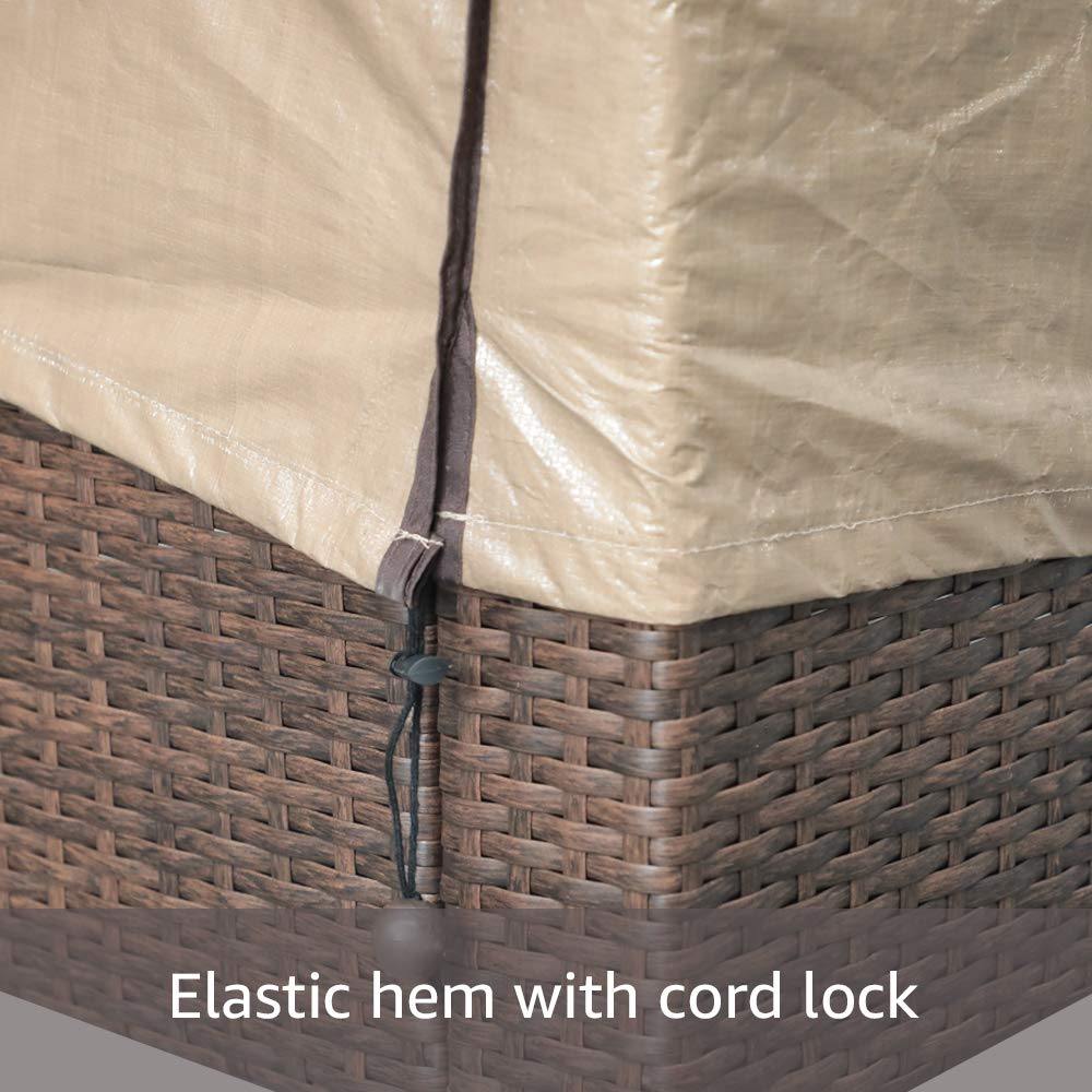 Outdoor Patio Polyester Sofa Cover, 89" L x 65" W x 24" H, Neutral Beige