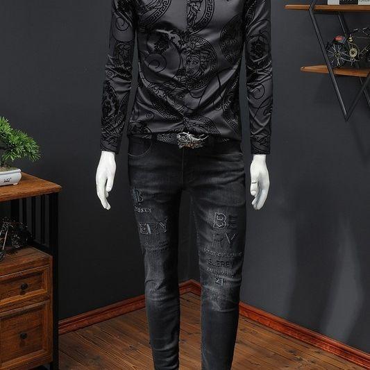 New men's shirt flocked long sleeved shirt 1024022810