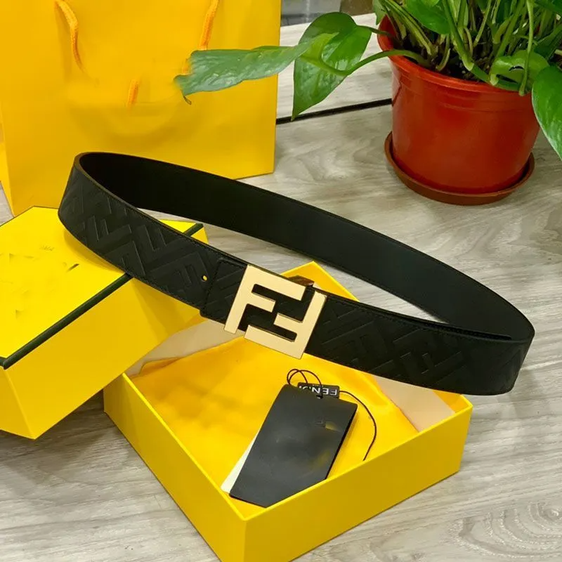 F Gold Buckle Letter Embossed Belt PD0823041106
