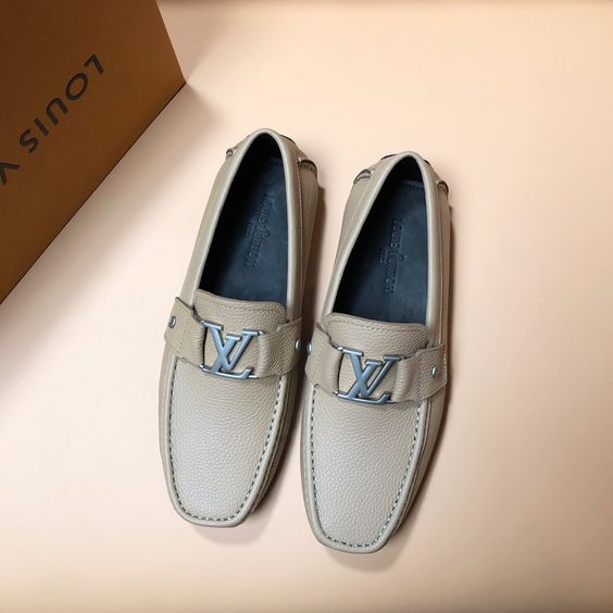 Classic Leather Up Dress Shoes Loafer Slip-On Shoe Khaki Color