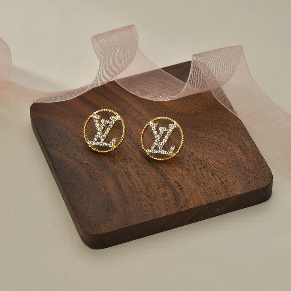 Big Alphabet Round Diamond Stud Earrings
