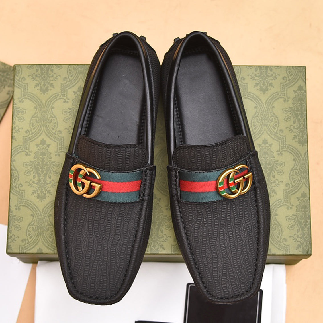 Fashion roots stripes formal dress slip on shoes