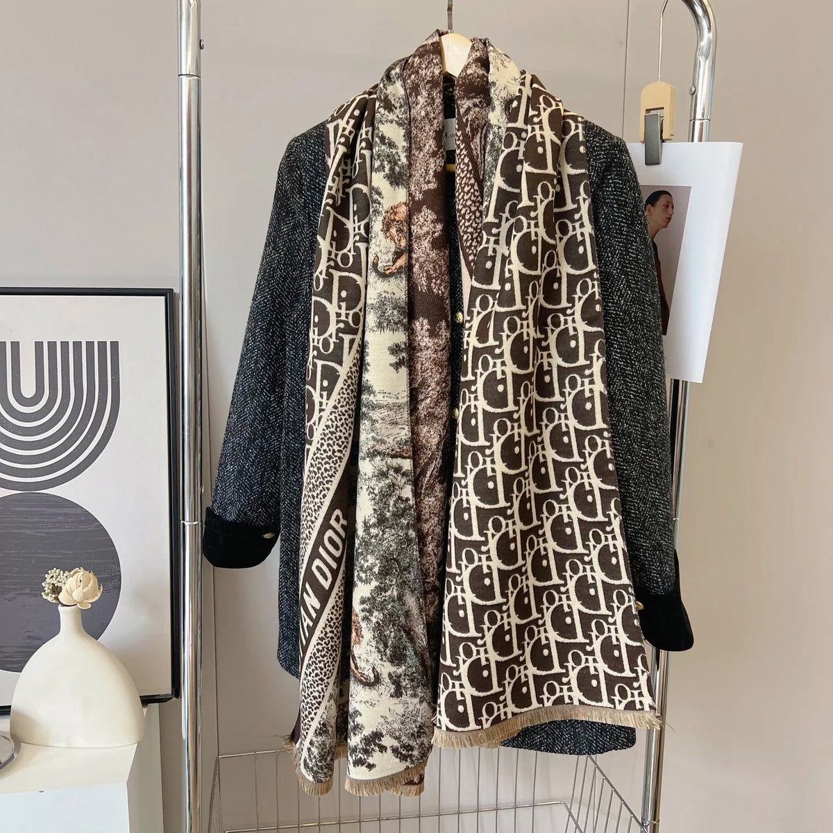 New vintage double-sided cashmere scarf 1024110804