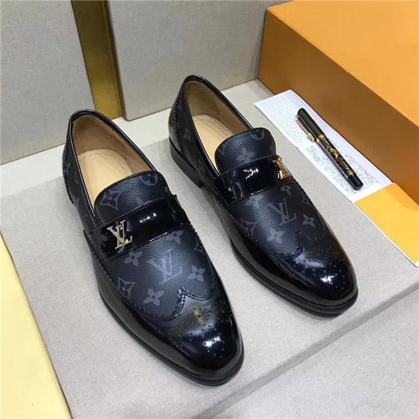 Classic Leather Up Dress Shoes Loafer Slip-On Shoe V104