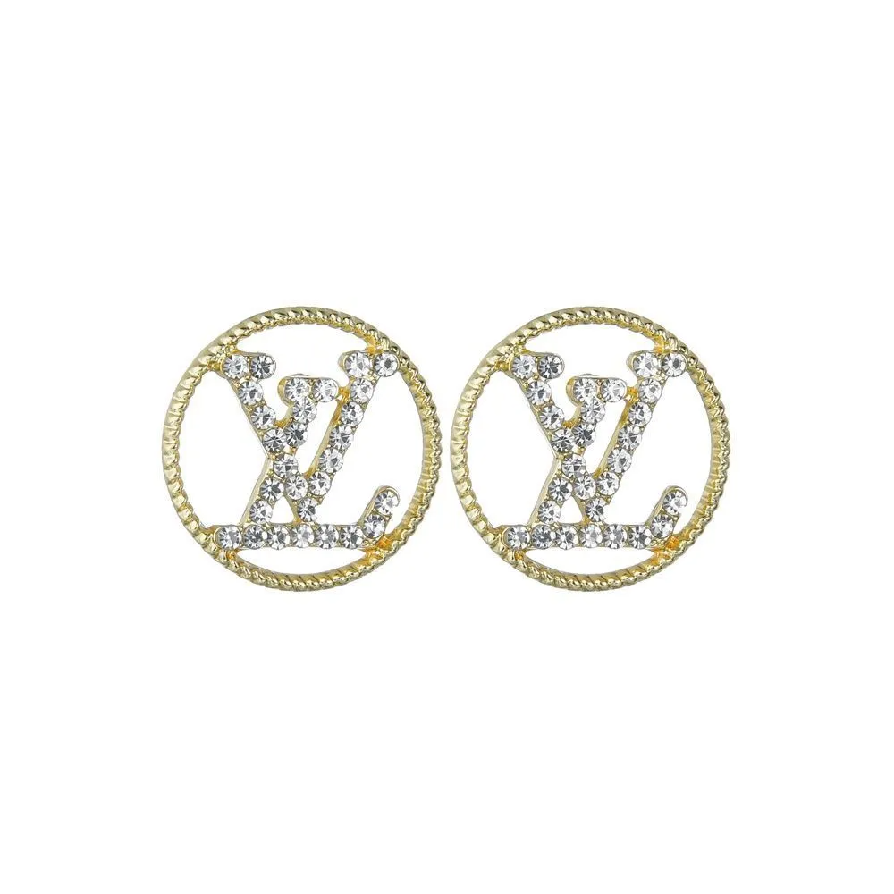 Big Alphabet Round Diamond Stud Earrings