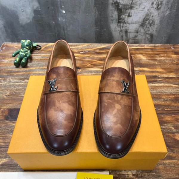 Classic Leather Up Dress Shoes Loafer Slip-On Shoe V105