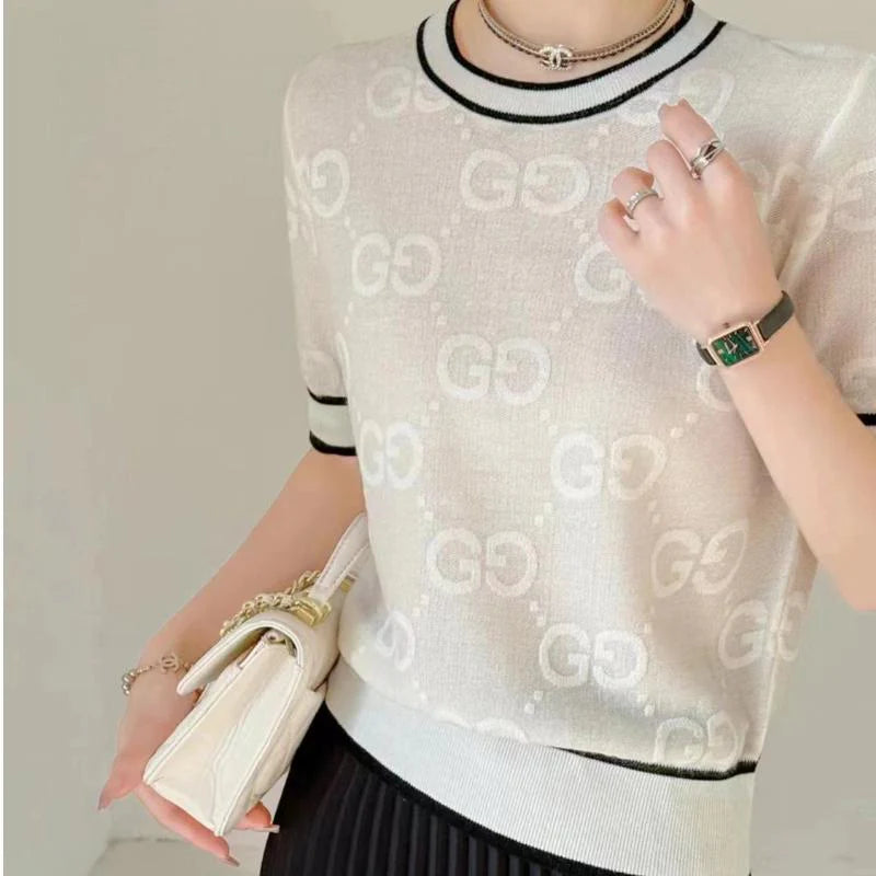 New Round Neck Sweater Short Sleeve 1024071022