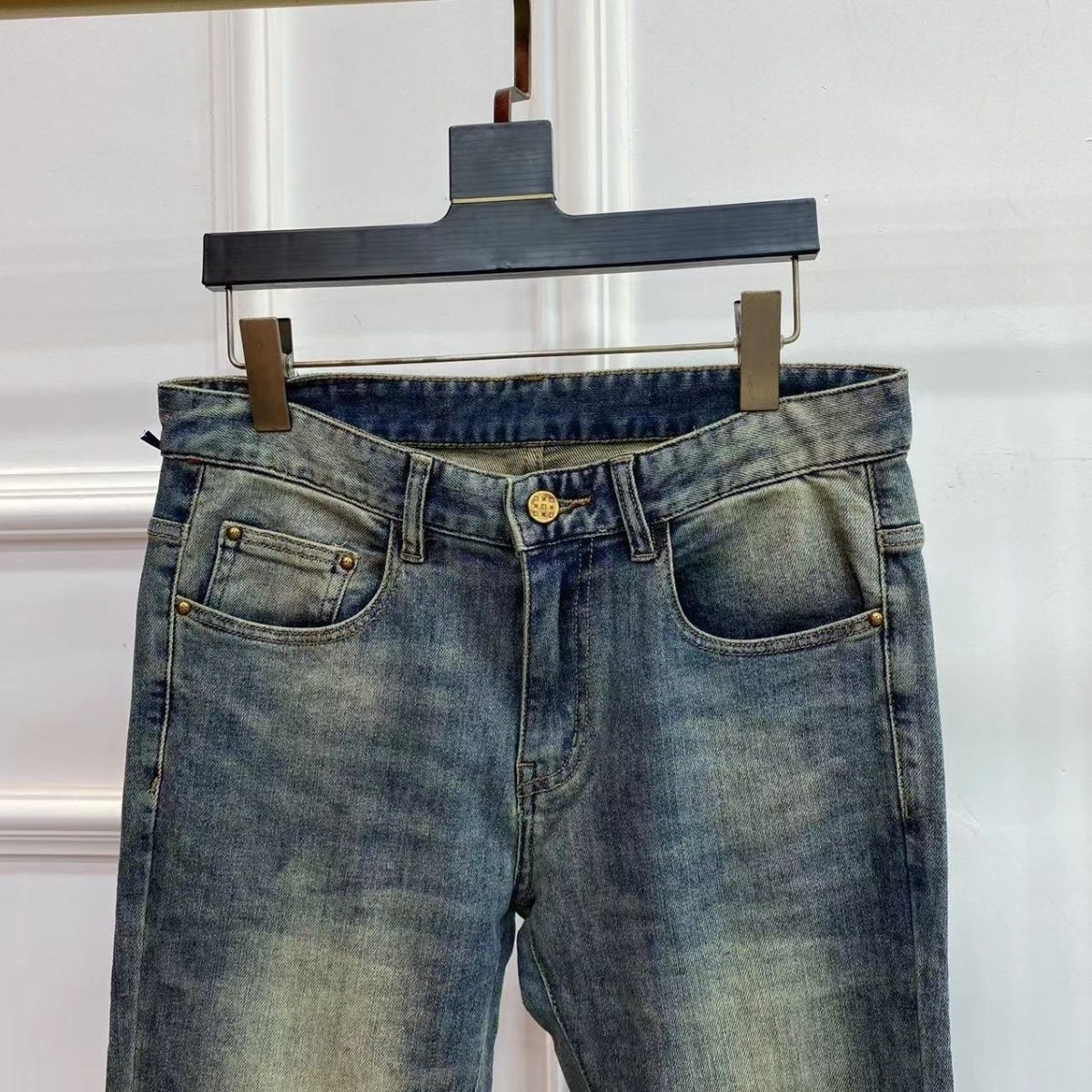 Simple Washed Stretch Pants Slim Fit Jeans