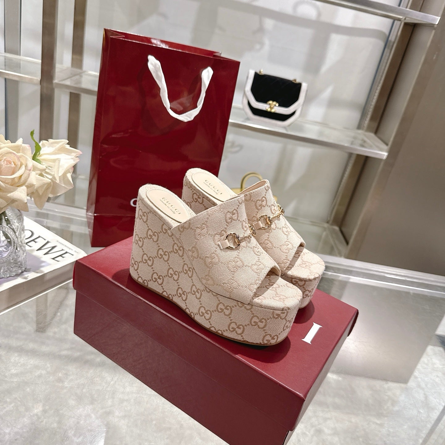 25 ladies metal buckle wedge-heeled platform slippers XC0425050604