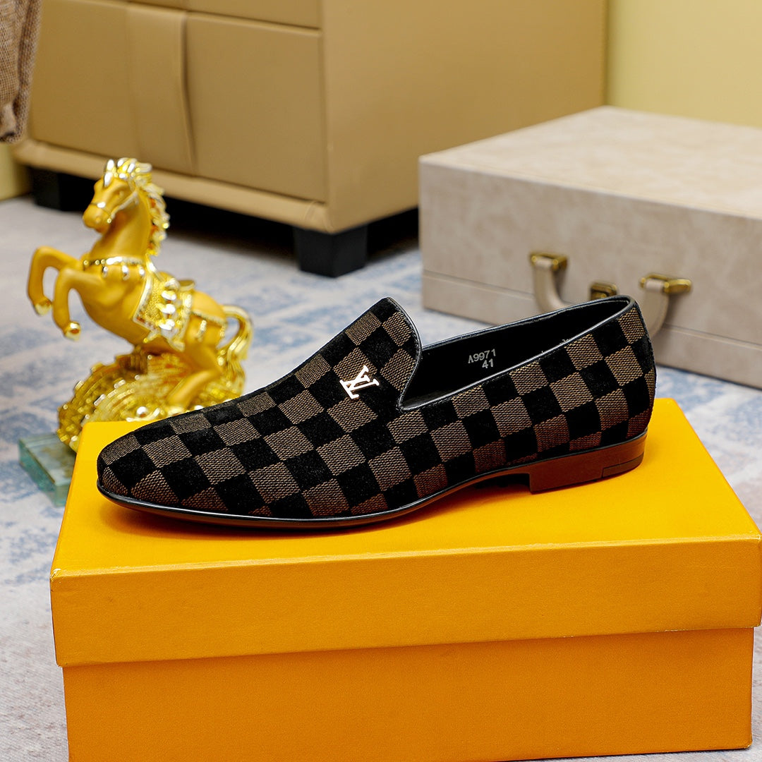 New fashion classic plaid loafers design slip-ons