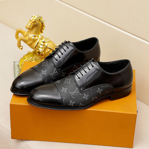 Black Panel Men's Classic Dress Shoes
