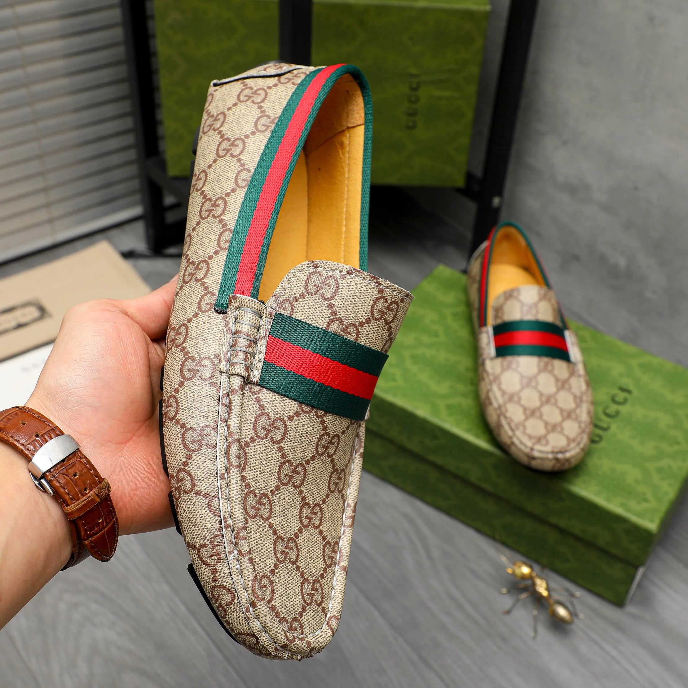 Trendy classic printed men's casual loafers 1024040112