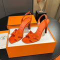 New Leather One Word Sandals High Heels 1024030625