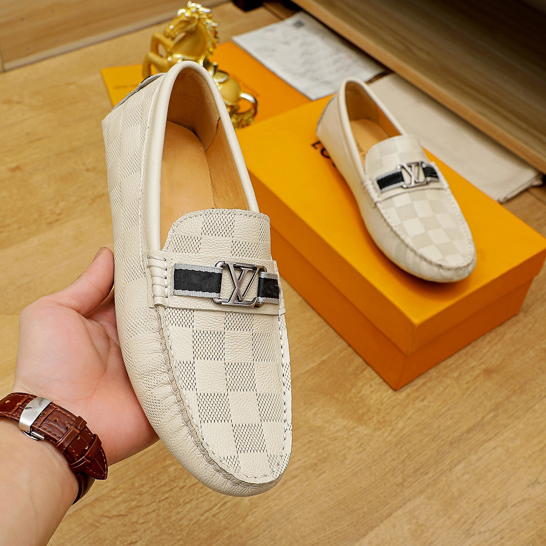 White Leather Fashion Men's Dress Loafers