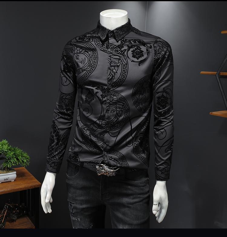 New men's shirt flocked long sleeved shirt 1024022810