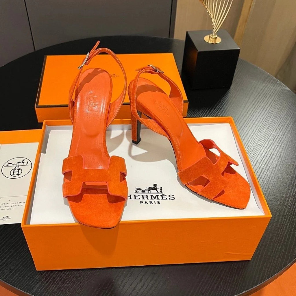 New Leather One Word Sandals High Heels 1024030625