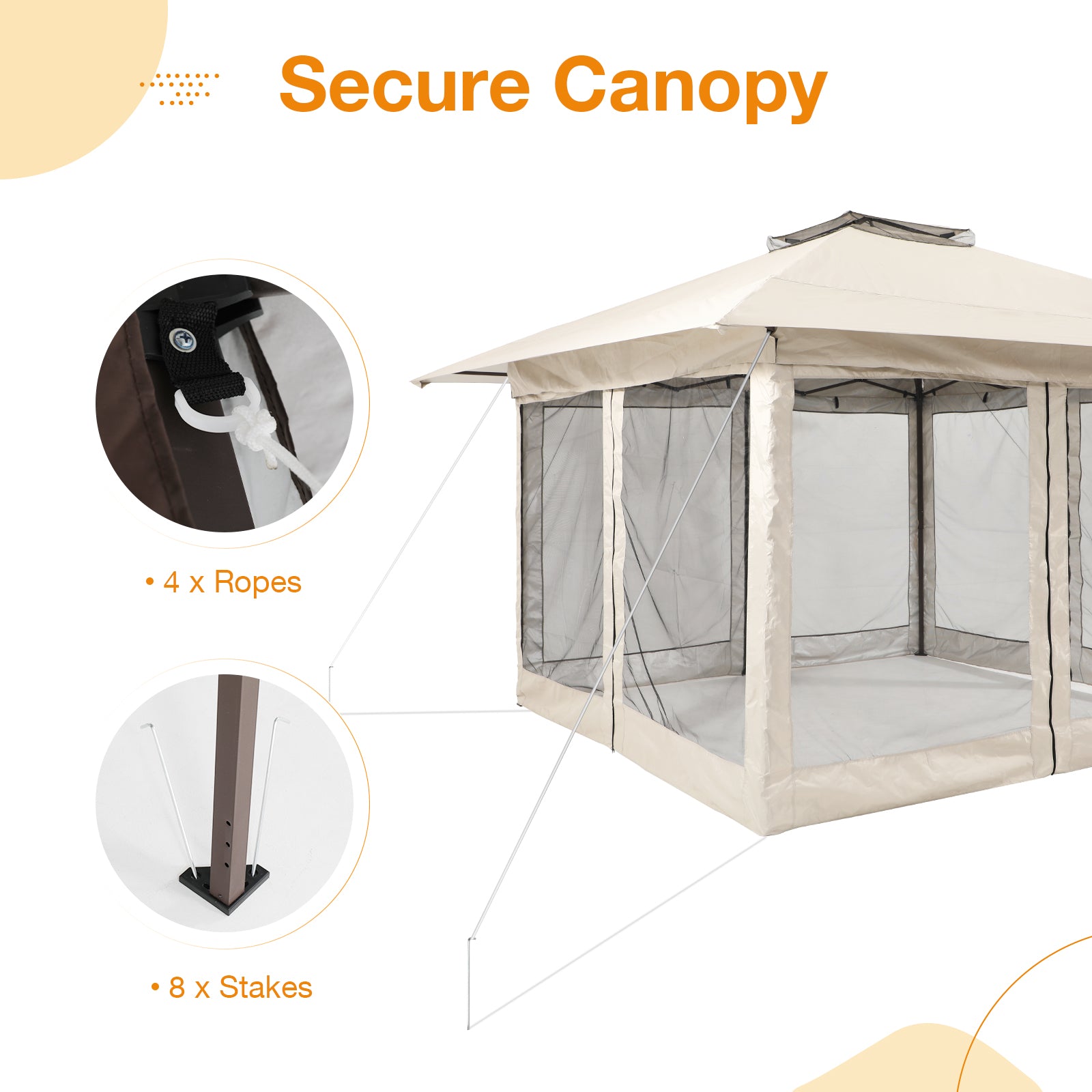 13’x13’ Pop Up Gazebo With Mosquito Netting, Outdoor Canopy Tent Shade, 5 colors, Metal Frame