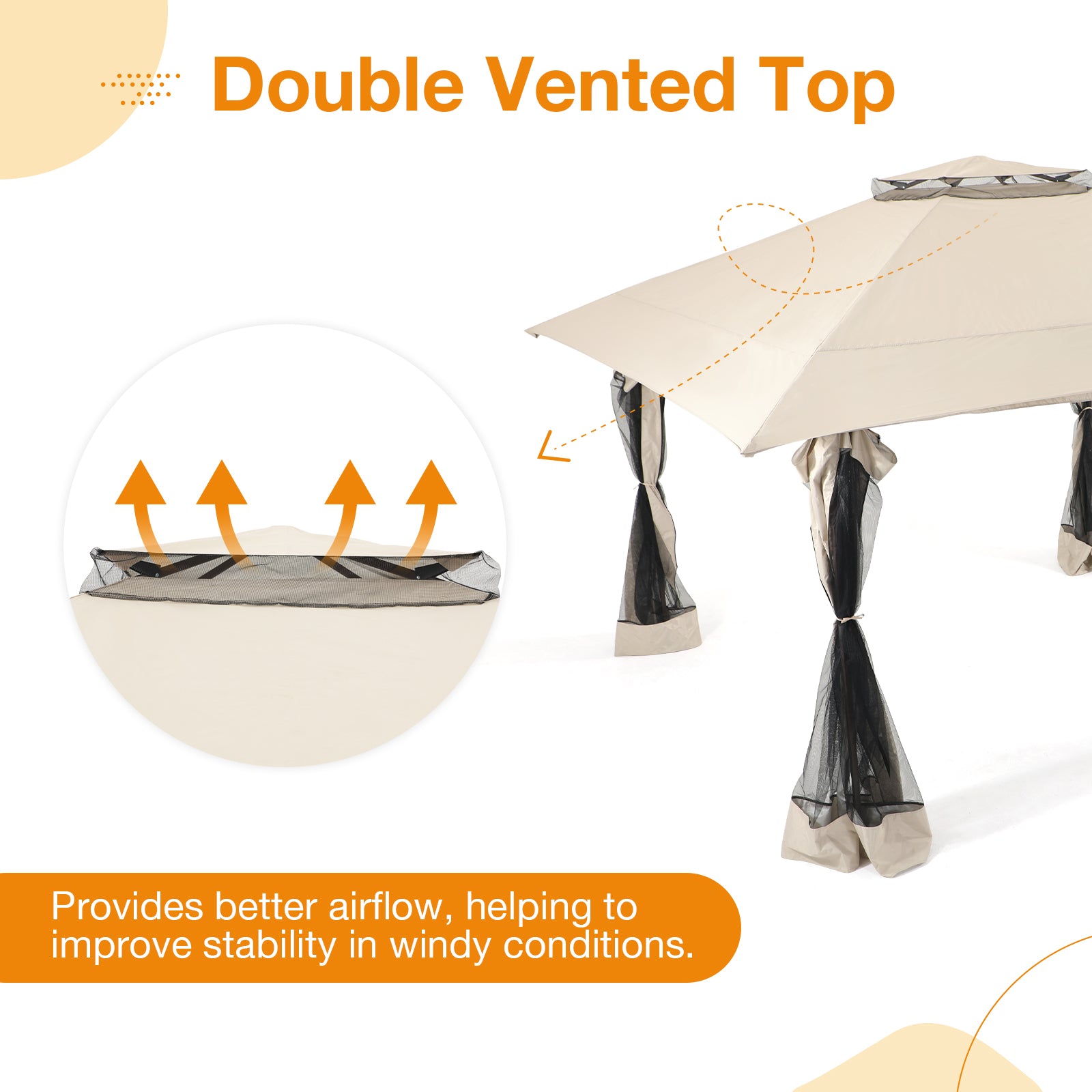 13’x13’ Pop Up Gazebo With Mosquito Netting, Outdoor Canopy Tent Shade, 5 colors, Metal Frame