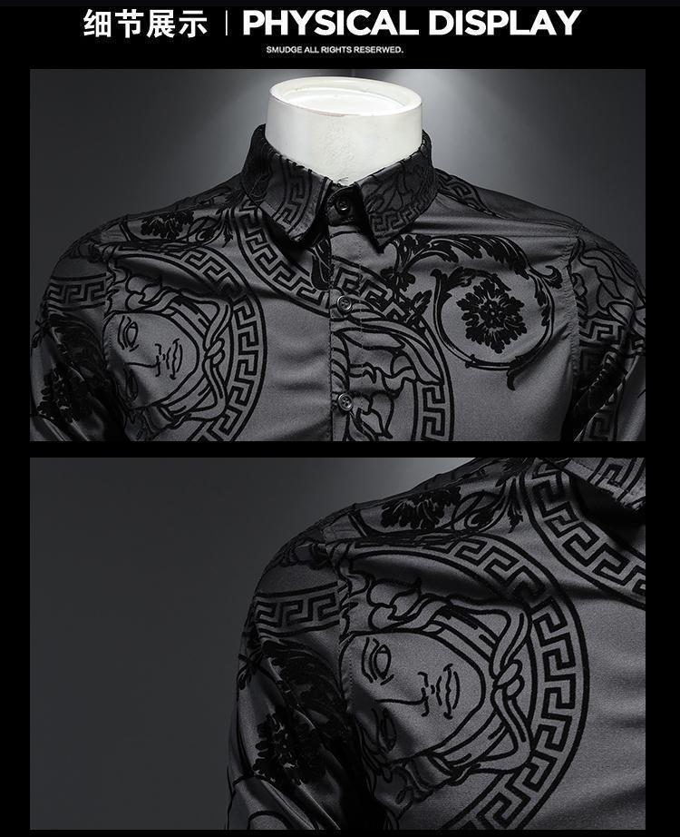 New men's shirt flocked long sleeved shirt 1024022810