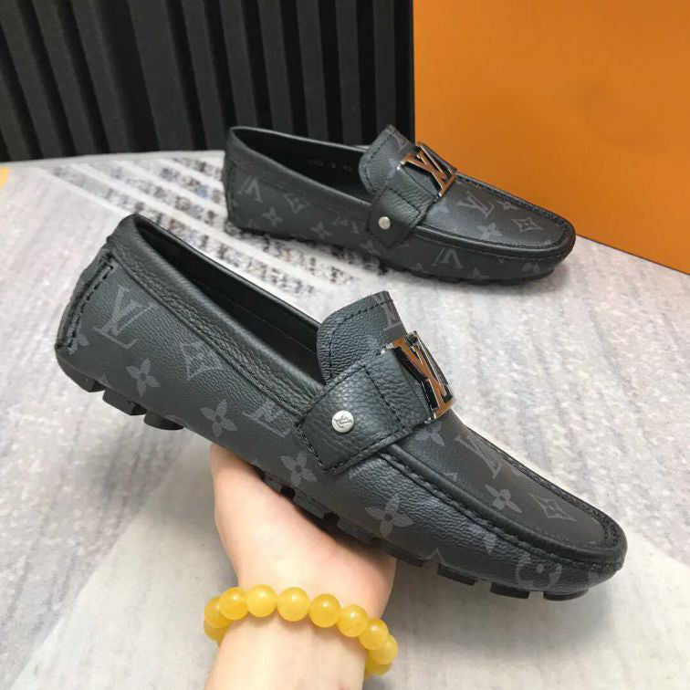 Grey Logo Men Slip-on Shoes V11