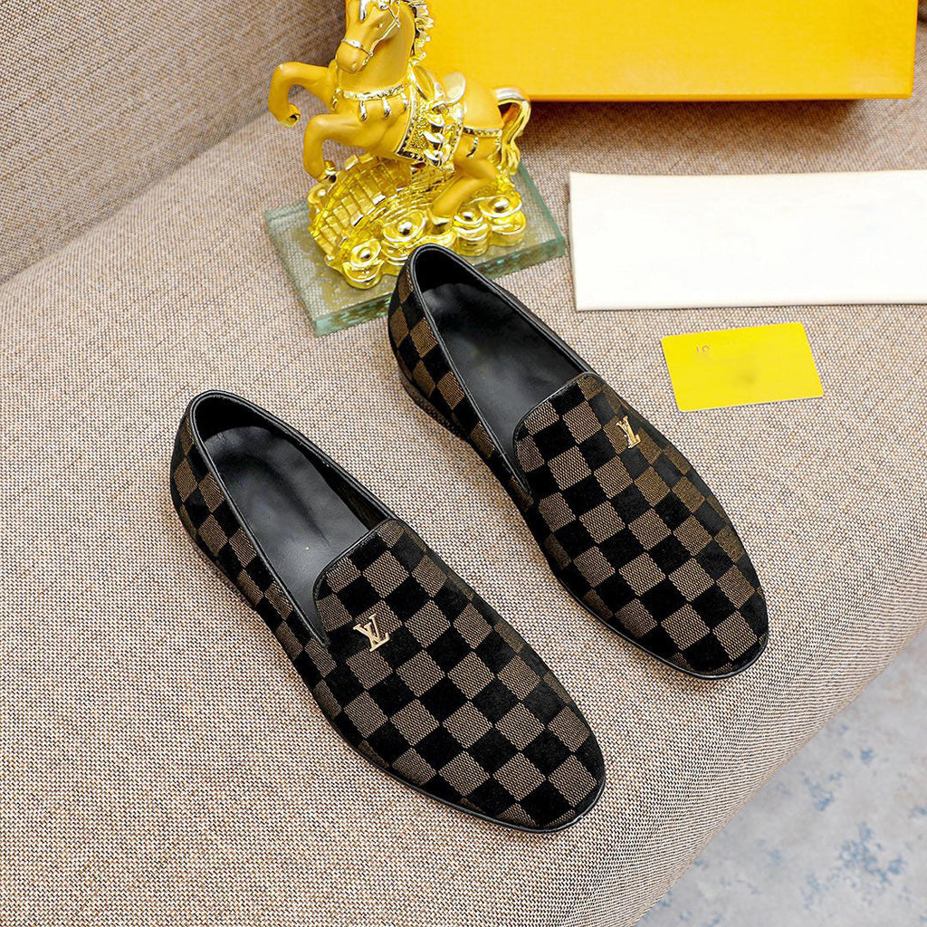 New fashion classic plaid loafers design slip-ons