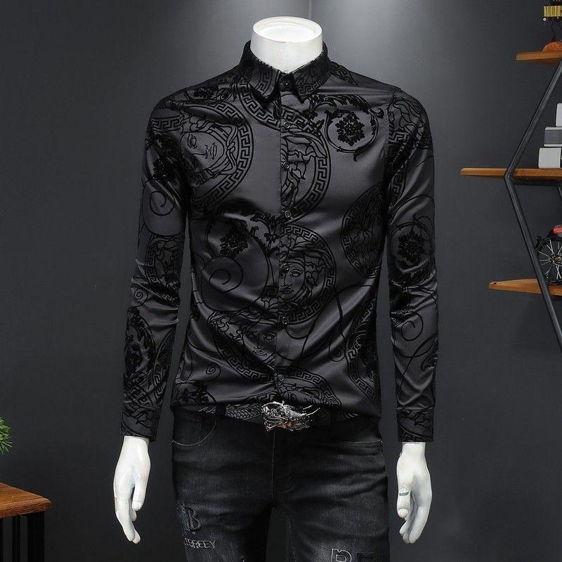 New men's shirt flocked long sleeved shirt 1024022810