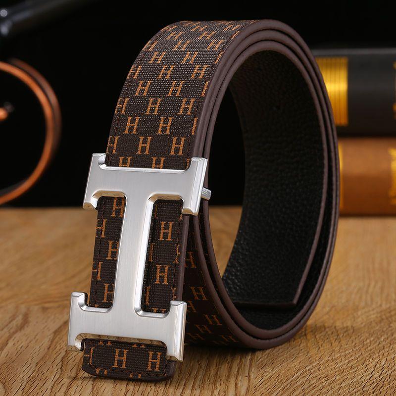H Buckle Belt Leather Casual Versatile Belt 1024071725