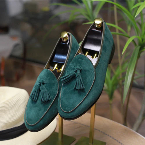 Italian fashion retro British pea shoes fringed loafers