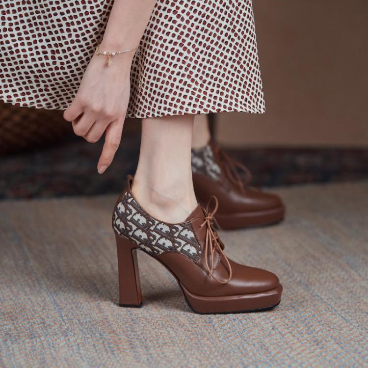 New Fashion Genuine Leather High Heels for Autumn and Winter 1023120710